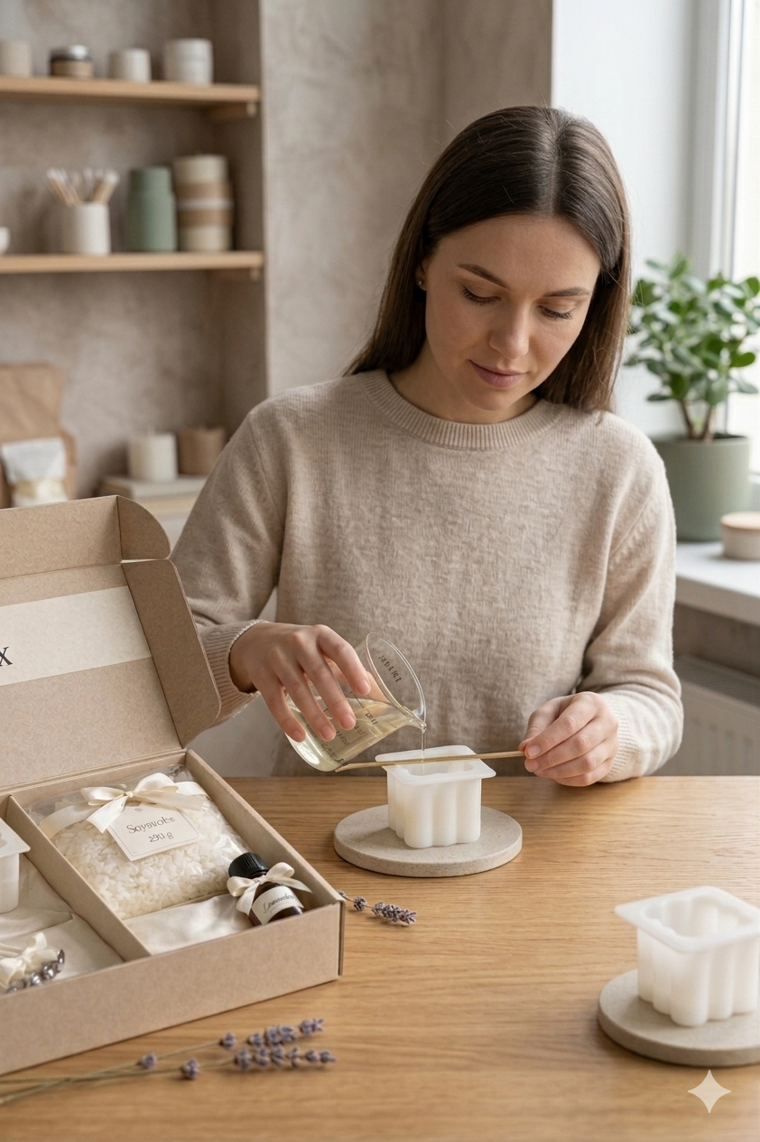 Kvinde laver KreaBox bubble lys