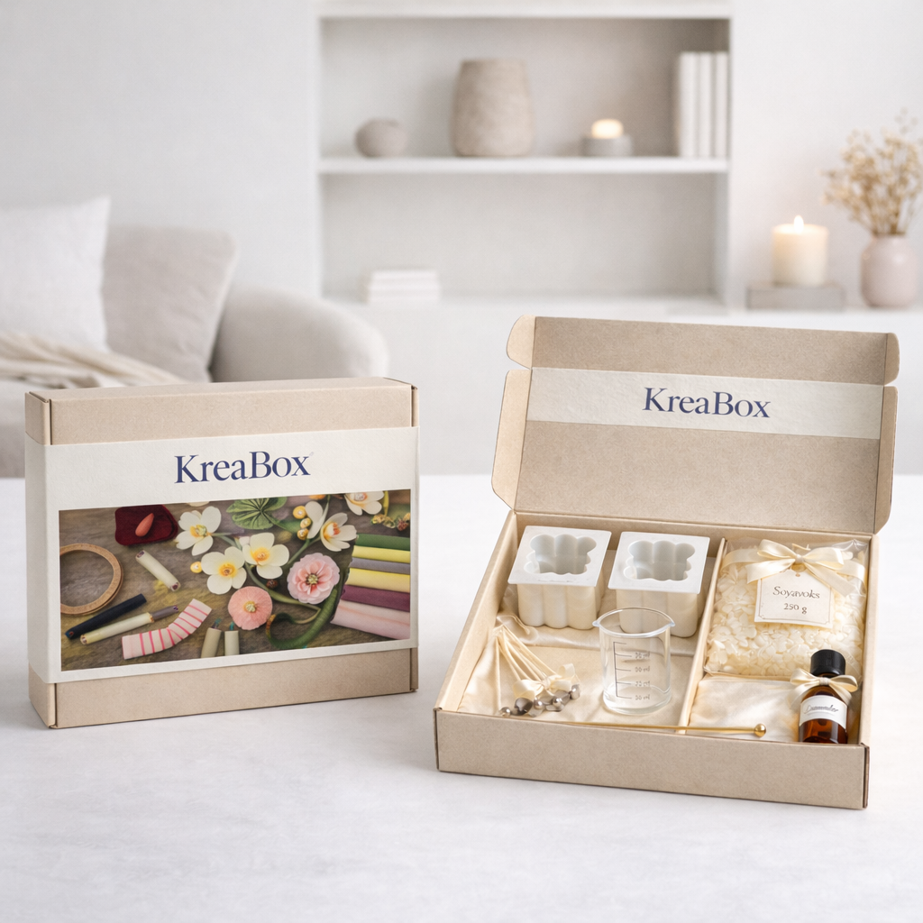 KreaBox kasse med produkter 